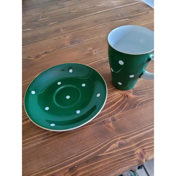 vintage NASCO cup and saucer polka dot green - Picture 5 of 5